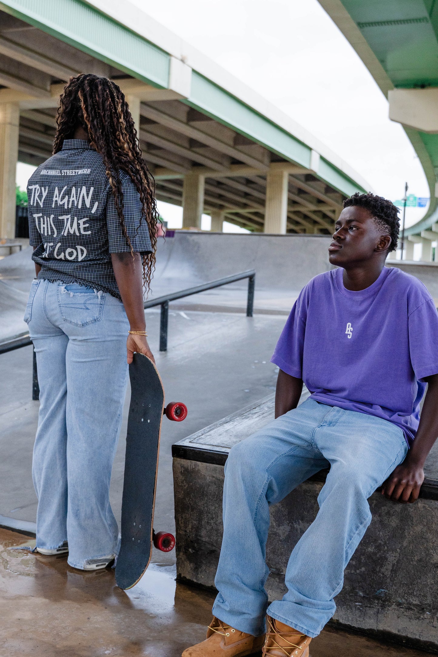 Unisex Distressed Plaid Boxy Shirt