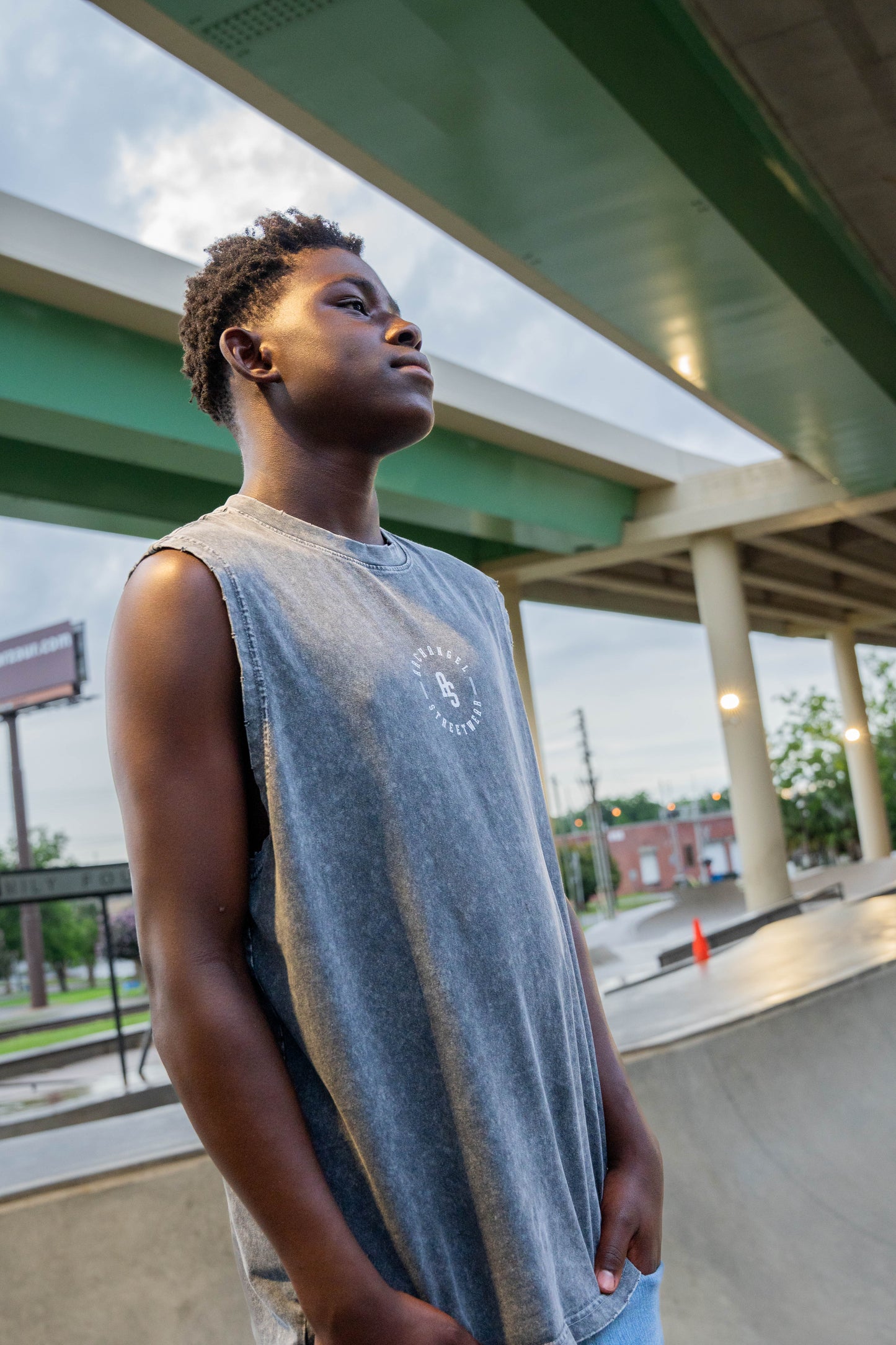 Snow Washed Frayed Hem Tank Top