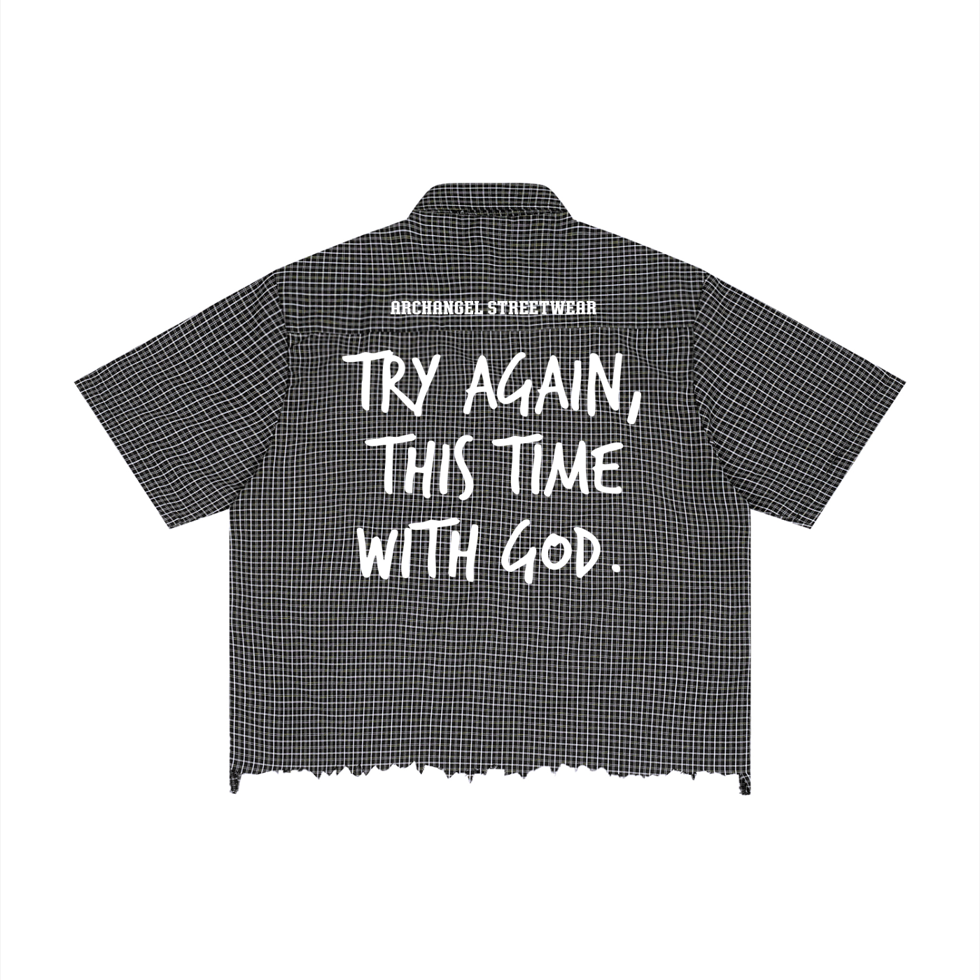 Unisex Distressed Plaid Boxy Shirt
