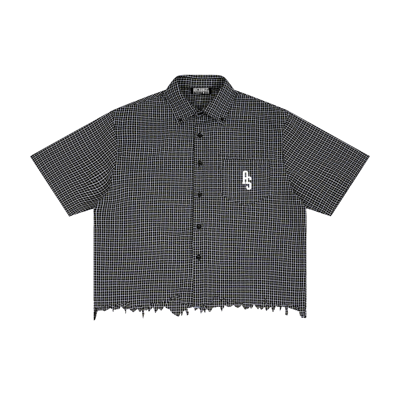 Unisex Distressed Plaid Boxy Shirt